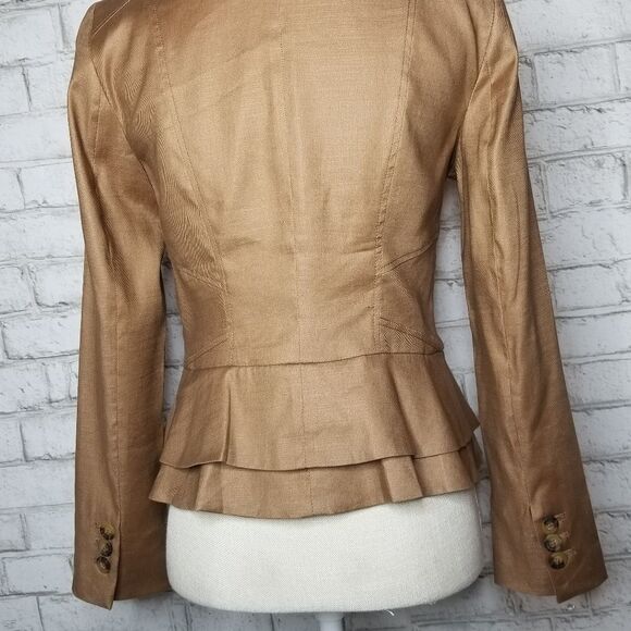 Cropped Linen Blazer Tan - Picture 7 of 8